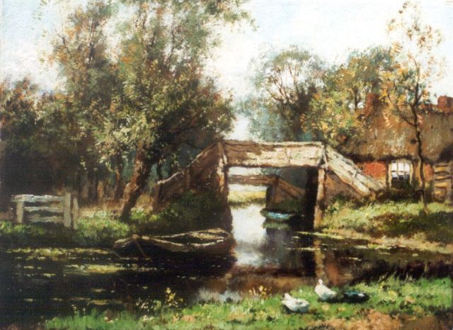 Cor Bouter | Bruggetje in Giethoorn, olieverf op doek, 30,3 x 40,6 cm, gesigneerd l.o. met pseudoniem 'C. Verschuur'