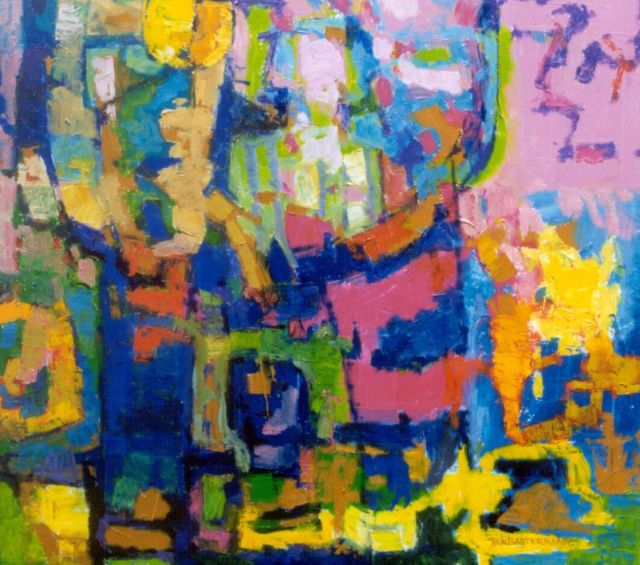 Jan Battermann | Compositie, olieverf op doek, 100,0 x 110,0 cm, gesigneerd r.o.