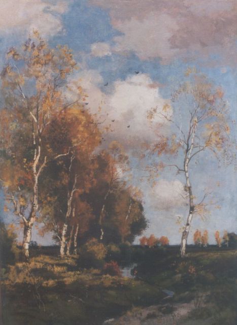Théophile de Bock | Berkenrij langs een beekje, olieverf op doek, 79,3 x 56,0 cm, gesigneerd r.o.