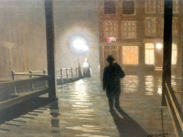 Arjen Galema | Ontmoeting bij avond, olieverf op doek, 64,5 x 83,7 cm, gesigneerd r.o. en gedateerd '49