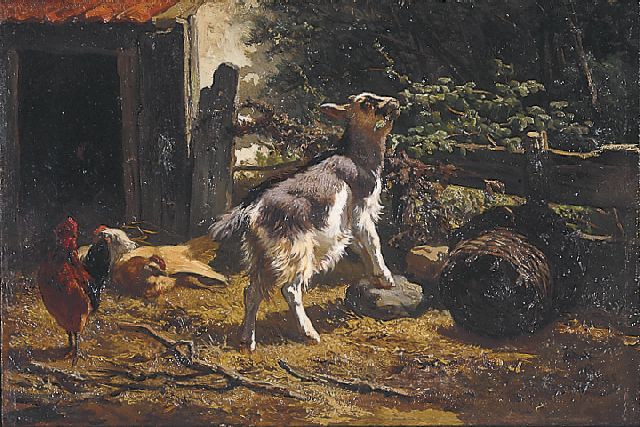 Gerardus Johannes Bos | Jong geitje, olieverf op paneel, 21,6 x 32,4 cm, gesigneerd r.o.