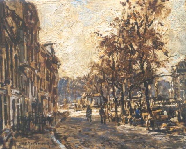 Johan Hendrik van Mastenbroek | Havenkant, olieverf op paneel, 13,8 x 16,8 cm, gesigneerd l.o. en gedateerd 1919
