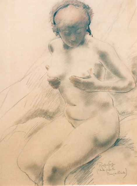 Armand Rassenfosse | Etude pour les Bains de Bade, gemengde techniek op papier, 36,0 x 28,0 cm, gesigneerd r.o.