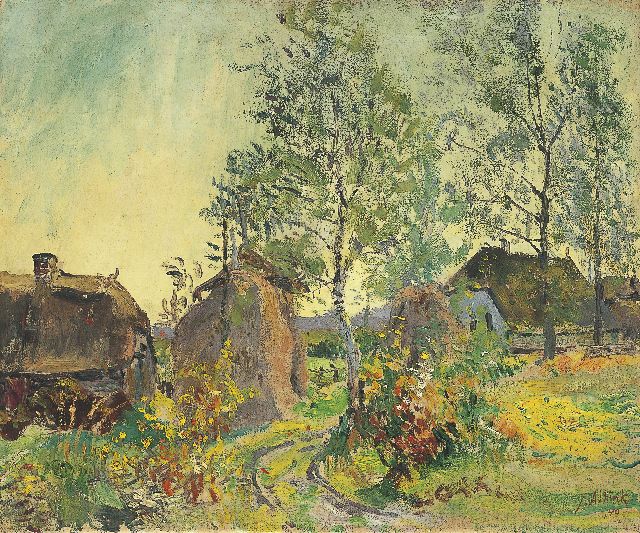 Jan Altink | Boerderij met hooiberg, olieverf op doek, 49,8 x 59,8 cm, gesigneerd r.o. en gedateerd '40