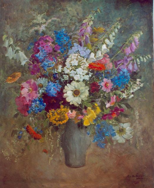 Rie de Balbian Verster-Bolderhey | Veldboeket in vaas, olieverf op doek, 99,5 x 79,5 cm, gesigneerd r.o.