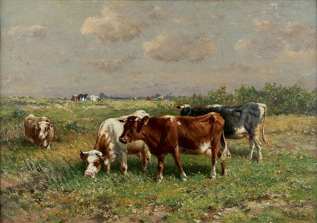 Jan de Haas | Weidelandschap, olieverf op paneel, 45,2 x 63,6 cm, gesigneerd r.o.