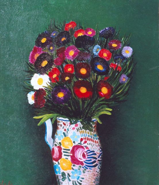 Ferry Slebe | Herfstasters, olieverf op doek op paneel, 77,5 x 66,0 cm, gesigneerd l.o.