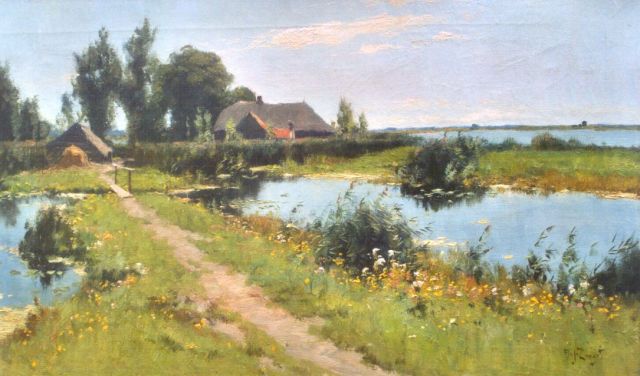 Arie Zwart | Aan de plassen bij Noorden, olieverf op doek, 45,5 x 80,2 cm, gesigneerd r.o. en verso