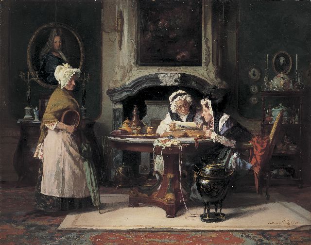 Alexander Hugo Bakker Korff | De aanbevelingsbrief, olieverf op paneel, 23,7 x 30,0 cm, gesigneerd r.o. en gedateerd 1876