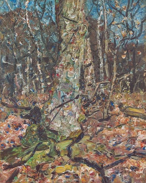 Jan Adam Zandleven | Bosgezicht, olieverf op doek op board, 40,7 x 33,0 cm, gesigneerd r.o. en gedateerd 1913