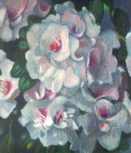 Joop Stierhout | Azaleatak, olieverf op doek op paneel, 15,3 x 13,2 cm, gesigneerd r.o.