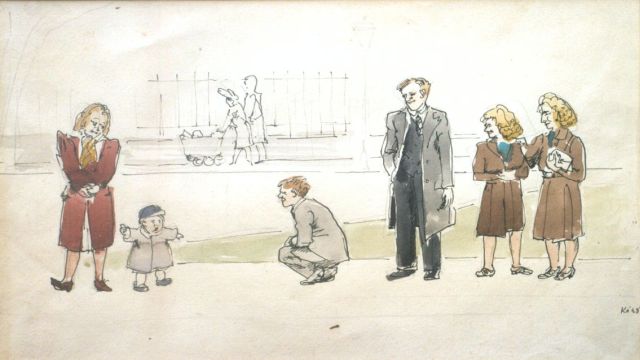 Harm Kamerlingh Onnes | In het park, aquarel op papier, 19,3 x 32,5 cm, gesigneerd r.o. monogram en gedateerd '48