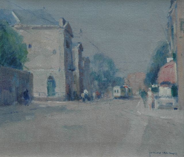 Joop Kropff | Gezicht op het Korte Voorhout in Den Haag, olieverf op doek, 35,2 x 40,4 cm, gesigneerd r.o.