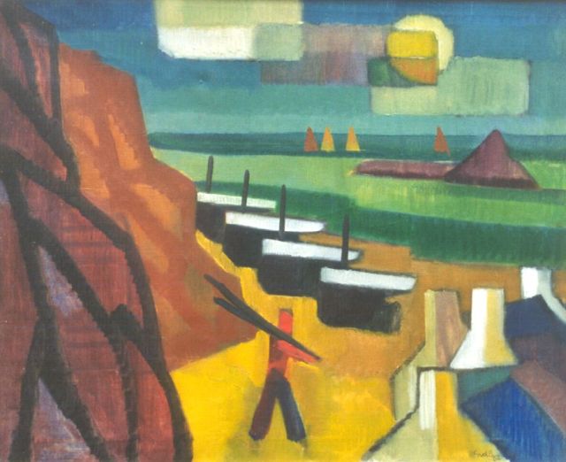 Siep van den Berg | Vissersboten op het strand, Zuid-Frankrijk, olieverf op doek, 64,8 x 80,0 cm, gesigneerd r.o. en gedateerd '52