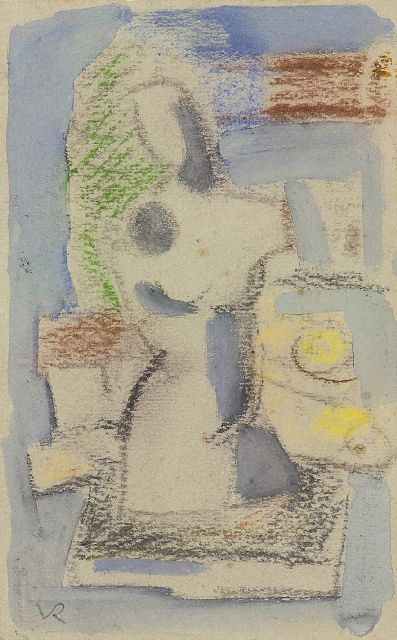 Otto van Rees | Compositie met torso, krijt en aquarel op papier, 17,5 x 11,5 cm, te dateren ca. 1949