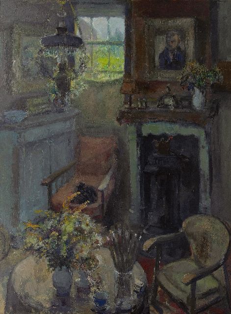 Cor Noltee | Hoekje van de kamer in huize Noltee, olieverf op board, 98,0 x 74,8 cm, gesigneerd r.o.