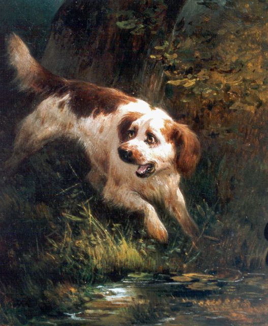 Henriette Ronner-Knip | Spaniel, olieverf op paneel, 19,1 x 15,7 cm, gesigneerd l.o.