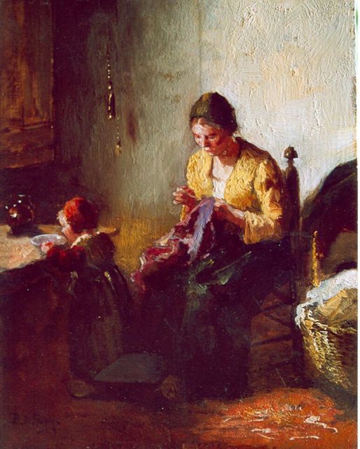 Bernard de Hoog | Het verstelwerkje, olieverf op paneel, 22,6 x 17,3 cm, gesigneerd l.o.