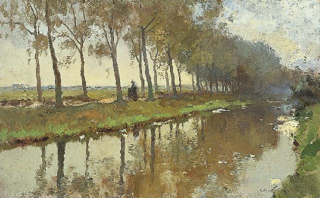 Cornelis Vreedenburgh | Vroege ochtend langs de vaart, olieverf op doek, 38,4 x 61,3 cm, gesigneerd r.o. en gedateerd '07