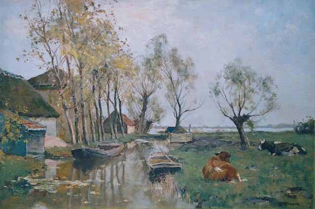 Gerard Altmann | Polderlandscap in lente, olieverf op doek, 40,4 x 60,5 cm, gesigneerd r.o.