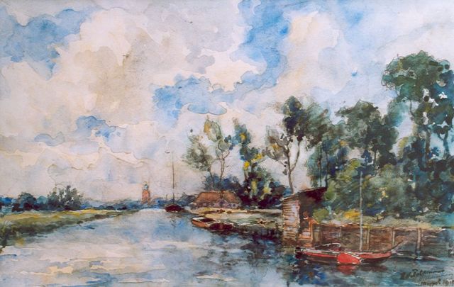 Hugo Polderman | Vaart in Drenthe, aquarel op papier, 22,5 x 35,5 cm, gesigneerd r.o. en gedateerd Meppel 1926