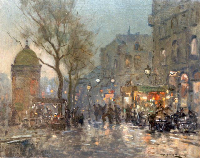 Jan Knikker jr. | Terrasje in Parijs bij avond, olieverf op doek, 40,2 x 50,0 cm, gesigneerd r.o.