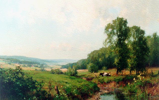 Jan Holtrup | De Geul Zuid Limburg, olieverf op doek, 40,0 x 60,0 cm, gesigneerd r.o.