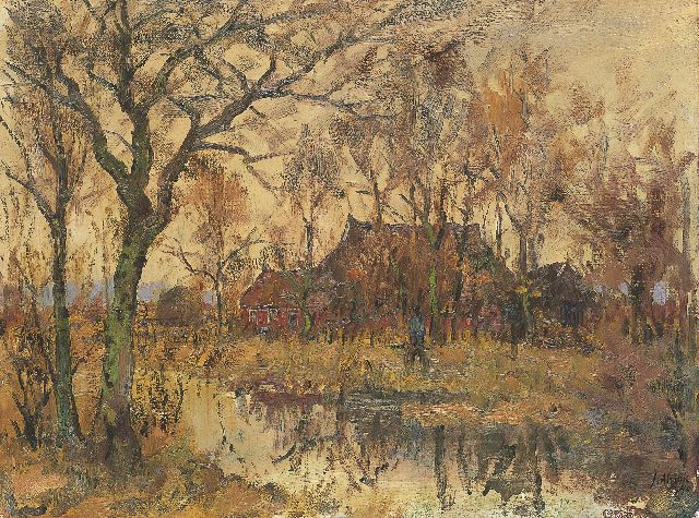 Jan Altink | Boerderij langs de sloot, olieverf op doek, 60,2 x 80,4 cm, gesigneerd r.o. en gedateerd '40