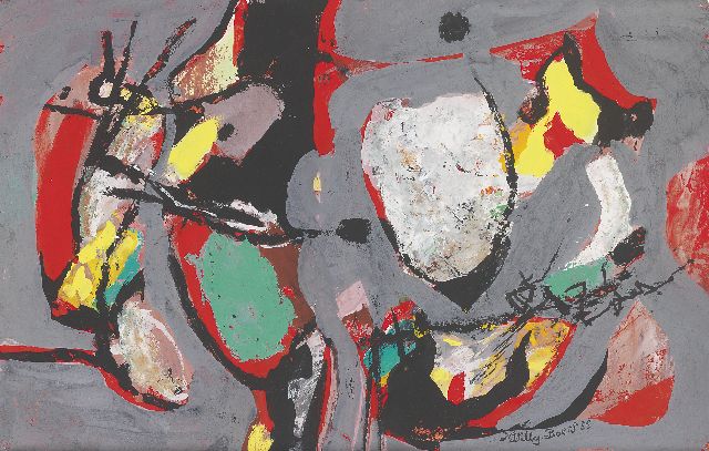 Willy Boers | Zonder titel, gouache op papier, 32,0 x 50,5 cm, gesigneerd r.o. en gedateerd '55