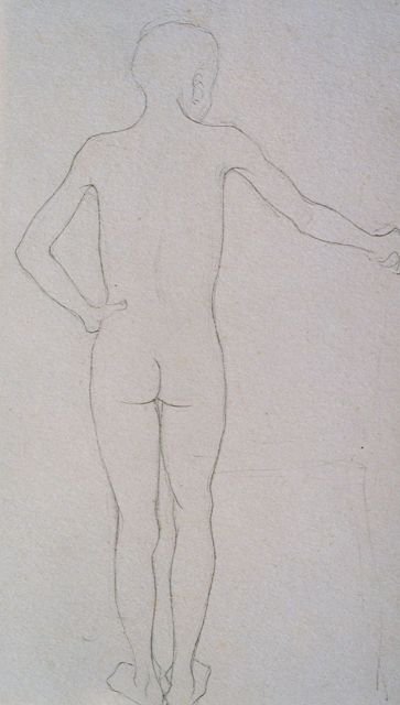 Jan Mankes | Studie van een mannelijk naakt, potlood op papier, 24,9 x 18,5 cm, te dateren 1913