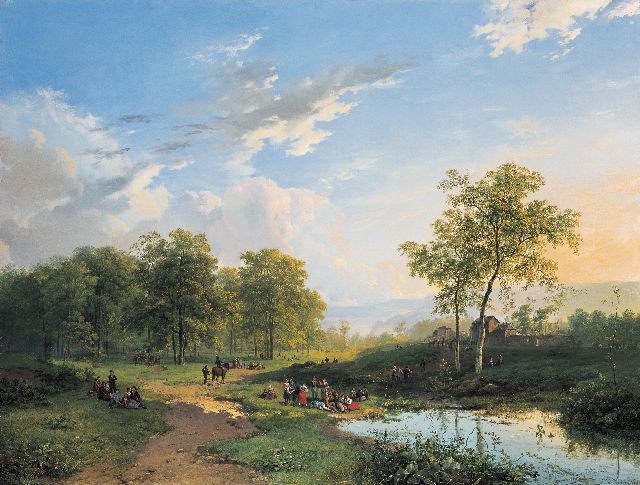 Barend Cornelis Koekkoek | Landelijk vermaak buiten de stadsmuren, olieverf op doek, 56,3 x 74,0 cm, gesigneerd r.o. en gedateerd 1831