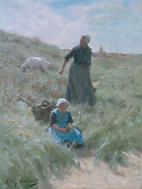 Willy Martens | Een zonnige dag in de duinen, olieverf op doek, 75,0 x 56,0 cm, gesigneerd l.o.