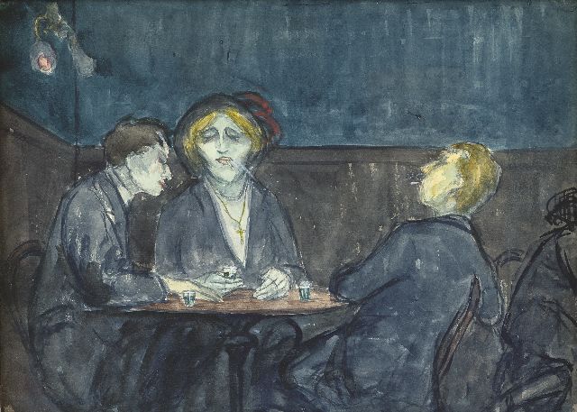 Hendrik Glintenkamp | De absintdrinkers, aquarel op papier, 25,0 x 38,0 cm, gesigneerd l.o. en verso en verso gedateerd 1913