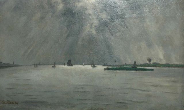 Eduard karsen | Pampus bij maanlicht, olieverf op doek, 30,4 x 49,7 cm, gesigneerd l.o.