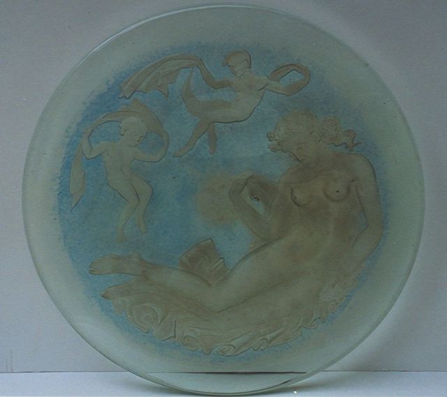 Pieter Starreveld | Glazen schaal met naakten, glas , 45,0 cm