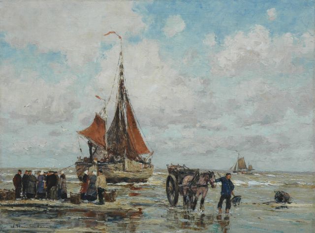 Wilhem Hambüchen | Visafslag, olieverf op doek, 60,4 x 80,4 cm, gesigneerd l.o.