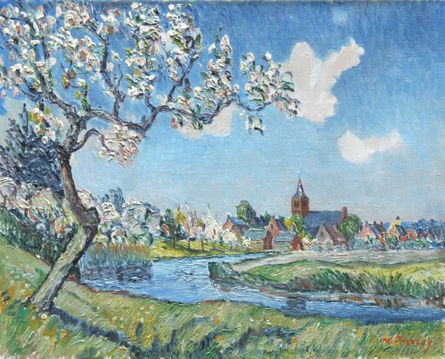 Jan van Anrooij | Gezicht op Deil aan de Linge, olieverf op doek, 40,0 x 50,0 cm, gesigneerd r.o.
