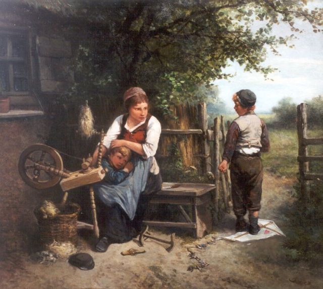Mari ten Kate | De stoute jongen, olieverf op doek, 62,5 x 70,5 cm, gesigneerd r.o.
