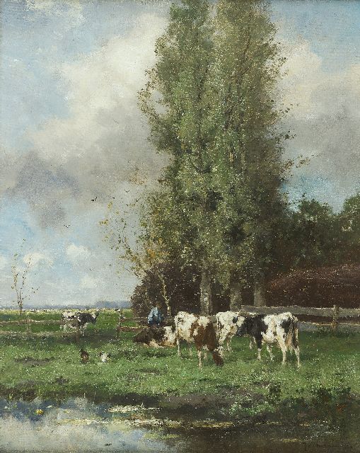 Johan Frederik Cornelis Scherrewitz | Melktijd, olieverf op doek, 50,8 x 40,5 cm, gesigneerd r.o.