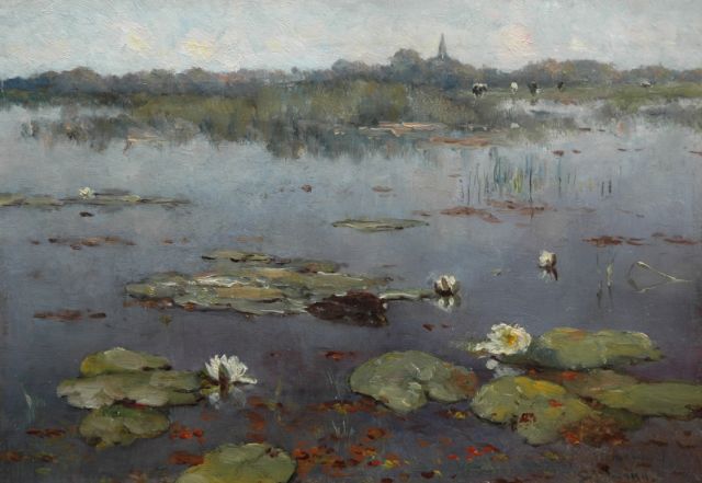 Gerard Altmann | Waterlelies, olieverf op paneel, 21,6 x 31,2 cm, gesigneerd r.o.
