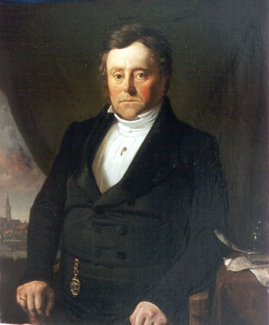 Hollandse School, 19e eeuw | Portret van een man, olieverf op paneel, 43,0 x 36,0 cm