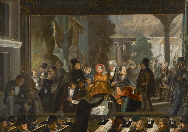 Andreas Schimpf | De generale repetitie, olieverf op doek op paneel, 44,0 x 62,0 cm, gesigneerd m.o.