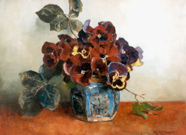 Gerard Altmann | Viooltjes in gemberpot, olieverf op doek, 30,0 x 40,0 cm, gesigneerd r.o.