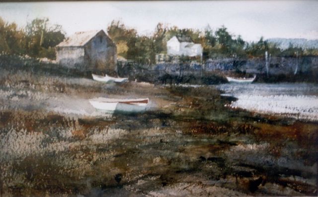 George Carpenter | Wit huis aan een meer, aquarel op papier, 30,0 x 40,0 cm, gesigneerd r.o.