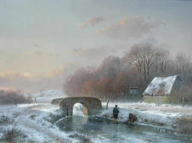 Andreas Schelfhout | Op de schaats in de namiddag, olieverf op doek, 31,4 x 42,0 cm, gesigneerd l.o. en gedateerd 1860