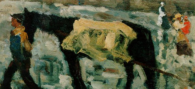 George Hendrik Breitner | Werkman met paard, olieverf op doek, 22,5 x 40,8 cm, gesigneerd r.o.