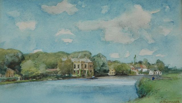 Jan Hillebrand Wijsmuller | Gezicht op de Vecht met Huize Rupelmonde, potlood en aquarel op papier, 15,0 x 25,0 cm, gesigneerd r.o.