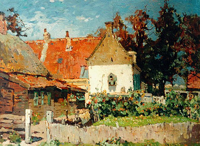 Herman Bogman jr. | Zonovergoten boerderij, olieverf op paneel, 38,7 x 47,7 cm, gesigneerd r.o.