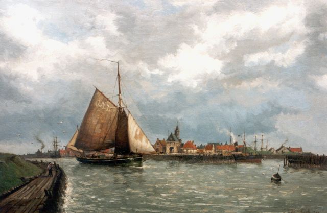 Gerard Koekkoek | Gezicht op de Harlinger haven, olieverf op doek, 40,0 x 60,2 cm, gesigneerd r.o.