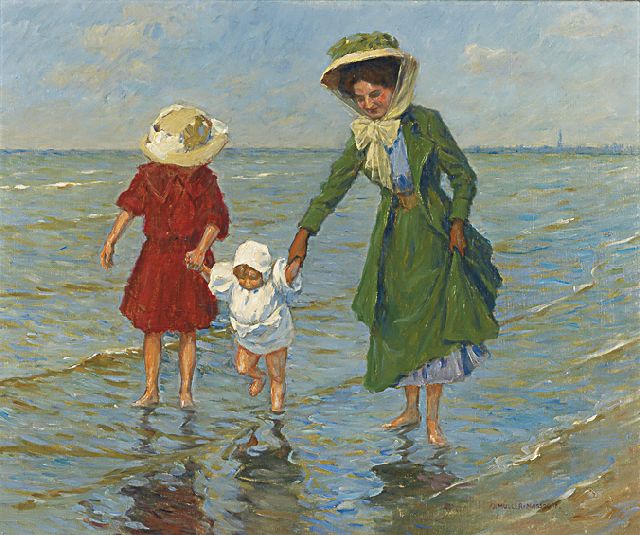 Julius Müller-Massdorf | Idylle aan zee, olieverf op doek, 45,7 x 56,0 cm, gesigneerd r.o. en verso gedateerd juni 1928